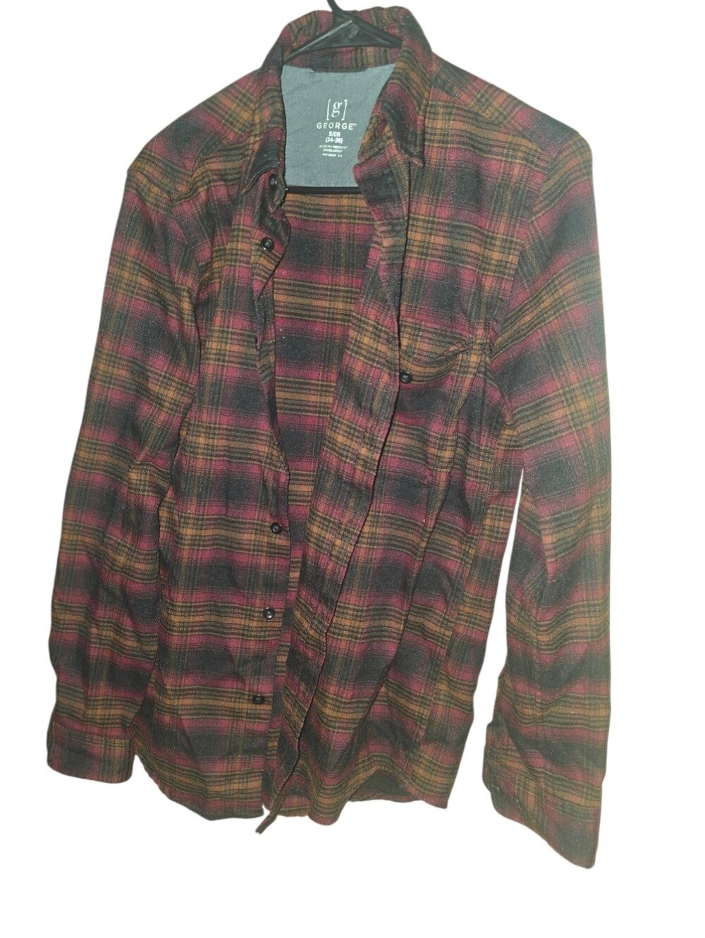 8/11/15. Mens George Plaid Button-Up Flannel in Red and Green Tones